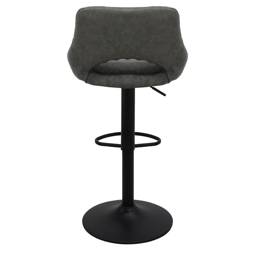 Banco alto Kingstrong Berna con base metálica negra, reposapiés y asiento y respaldo tapizados de color
