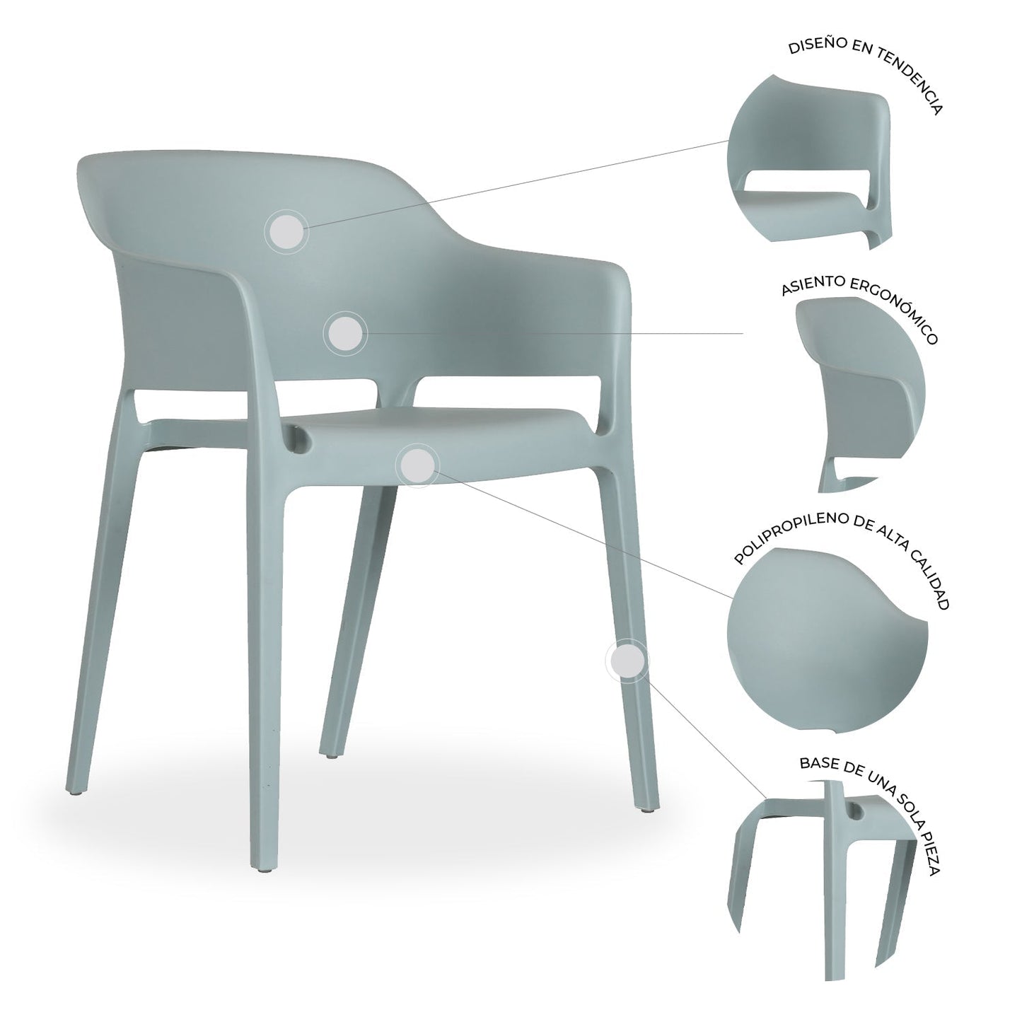 Silla comercial Kingstrong Capri en polipropileno con brazos