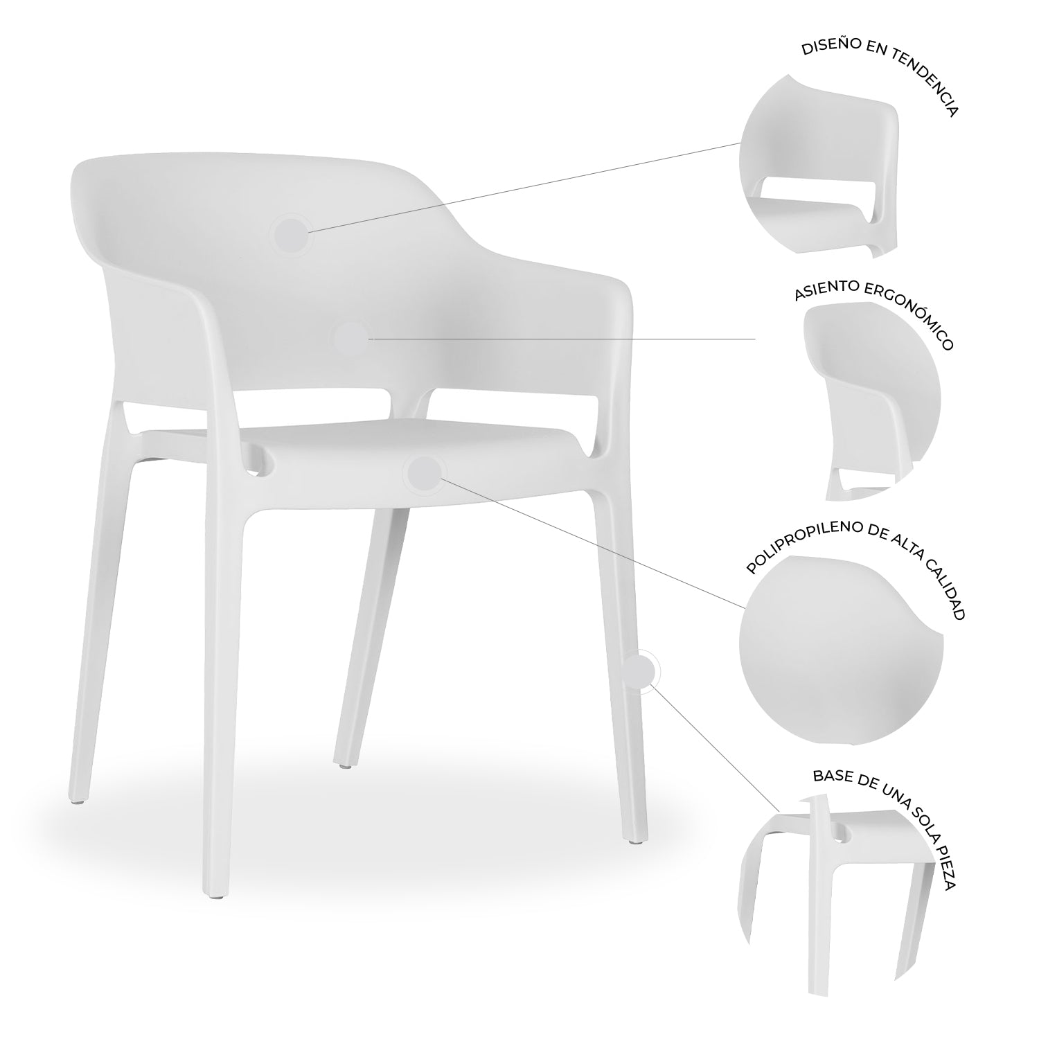Silla comercial Kingstrong Capri en polipropileno con brazos