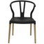 Silla comercial Copenhague con concha negra de polipropileno y patas de madera de haya