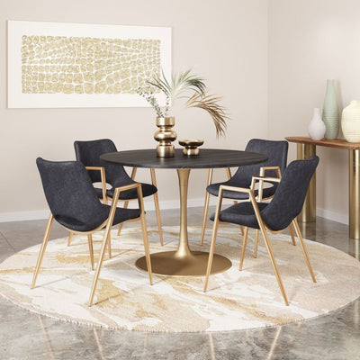 Silla comercial Zuo Desi tapizada en vinilo con marco de acero acabado dorado