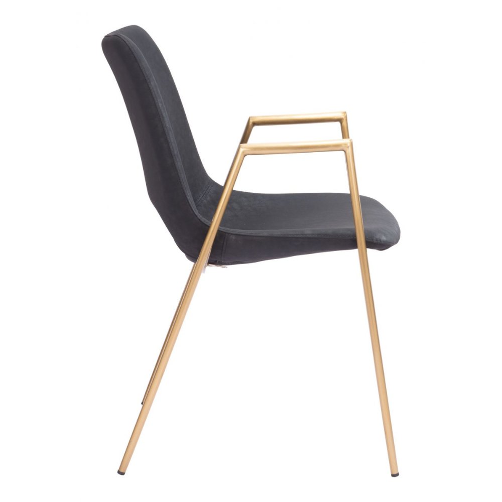 Silla comercial Zuo Desi tapizada en vinilo con marco de acero acabado dorado