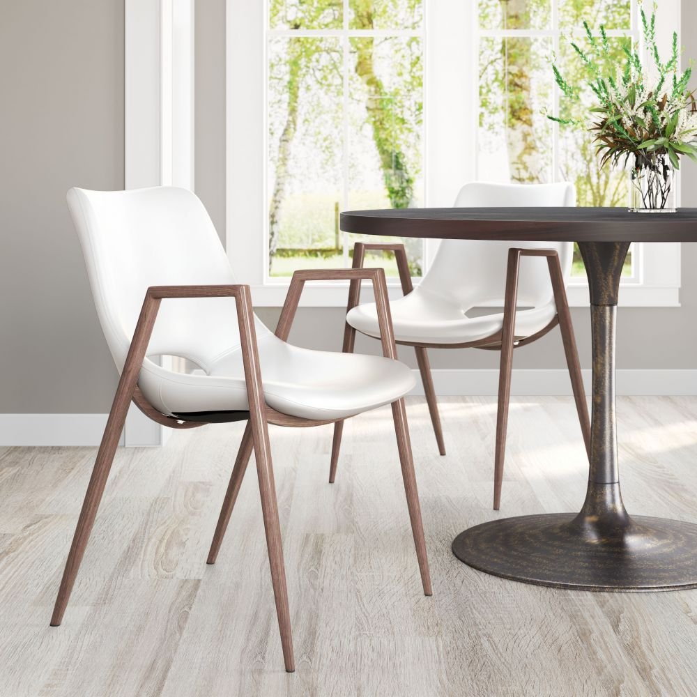 NOGAL BEAT DESI | Silla para Comedor Restaurante Cafeteria | Varios Colores | Piel Sintetica | Interior - 109068 - Zuo - NOGAL BEAT -