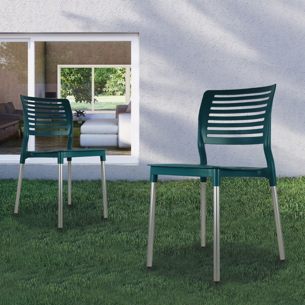Silla comercial Kingstrong JM Galeri en polipropileno con cuatro soportes anodizados
