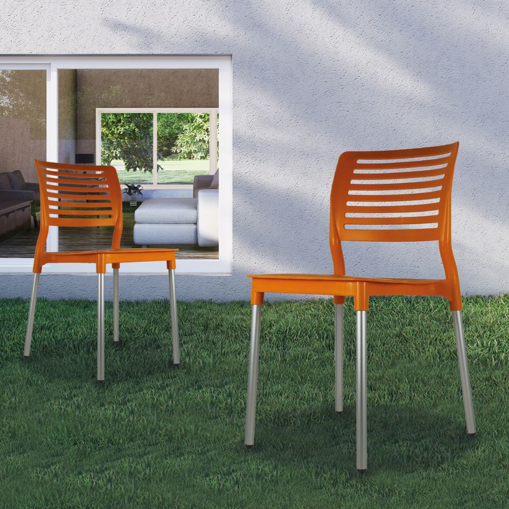 Silla comercial Kingstrong JM Galeri en polipropileno con cuatro soportes anodizados