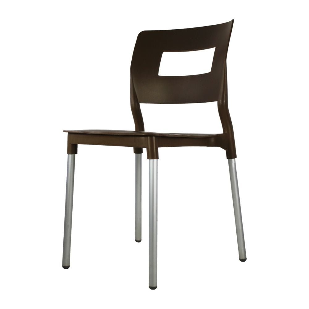 Silla comercial bistró Kingstrong JM Valenia en polipropileno con soportes anodizados