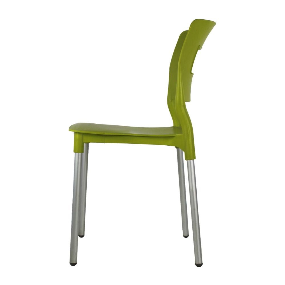 Silla comercial bistró Kingstrong JM Valenia en polipropileno con soportes anodizados