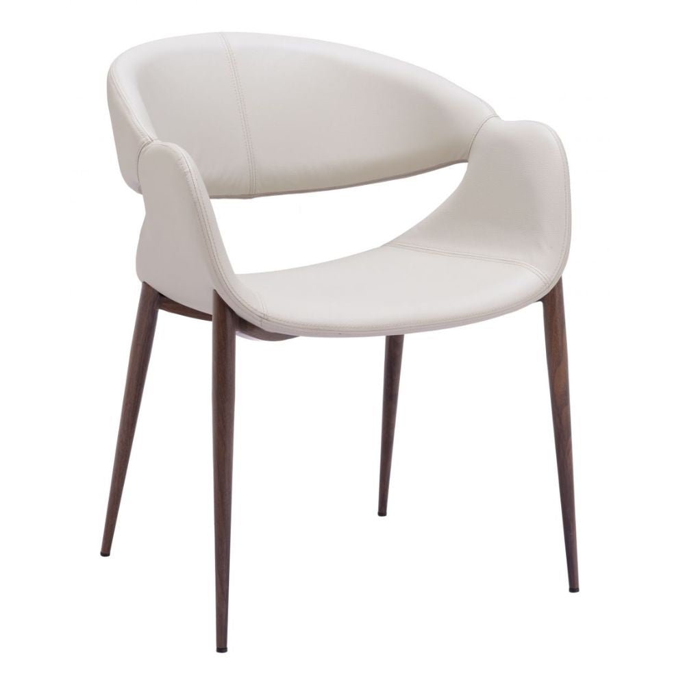 Silla comercial Zuo Limay beige tapizada en vinilo resistente al agua con estructura de acero y madera