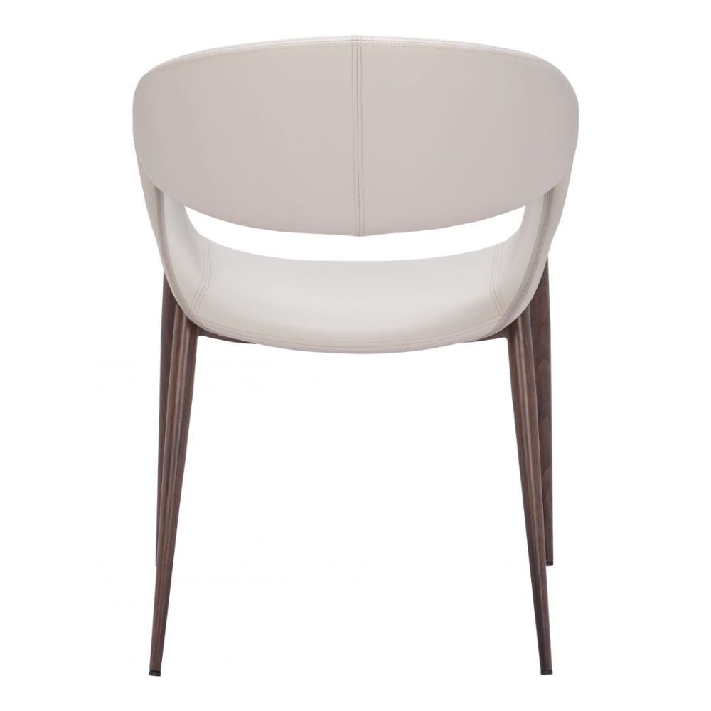 Silla comercial Zuo Limay beige tapizada en vinilo resistente al agua con estructura de acero y madera
