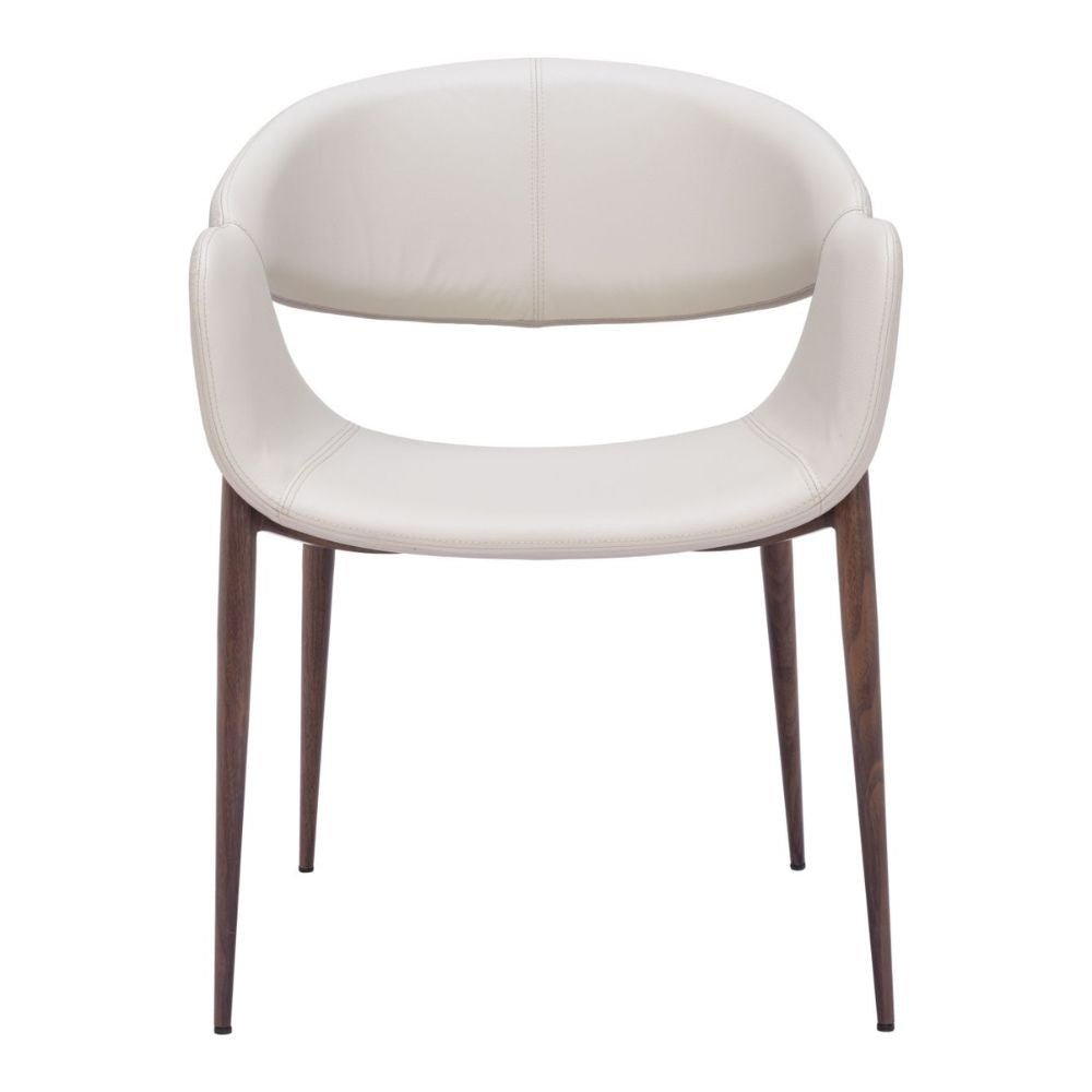 Silla comercial Zuo Limay beige tapizada en vinilo resistente al agua con estructura de acero y madera
