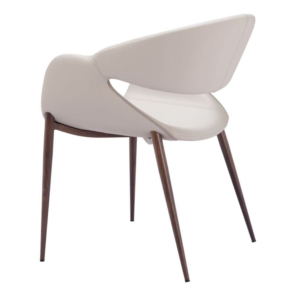 Silla comercial Zuo Limay beige tapizada en vinilo resistente al agua con estructura de acero y madera