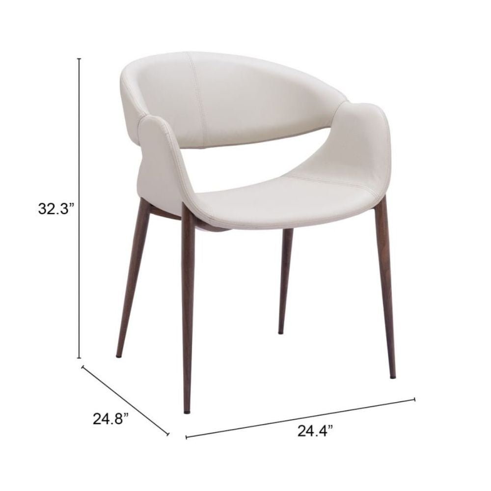 Silla comercial Zuo Limay beige tapizada en vinilo resistente al agua con estructura de acero y madera