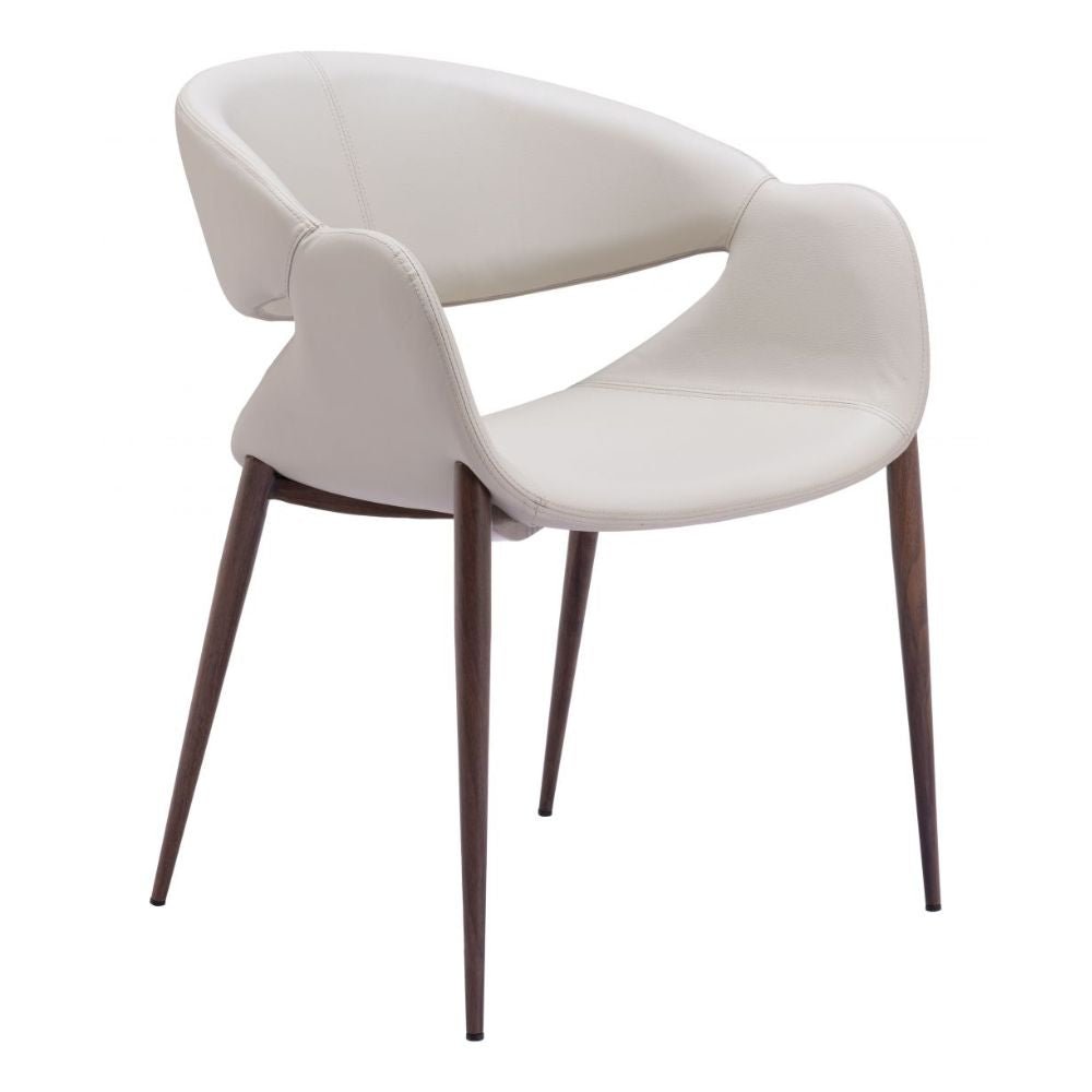 Silla comercial Zuo Limay beige tapizada en vinilo resistente al agua con estructura de acero y madera