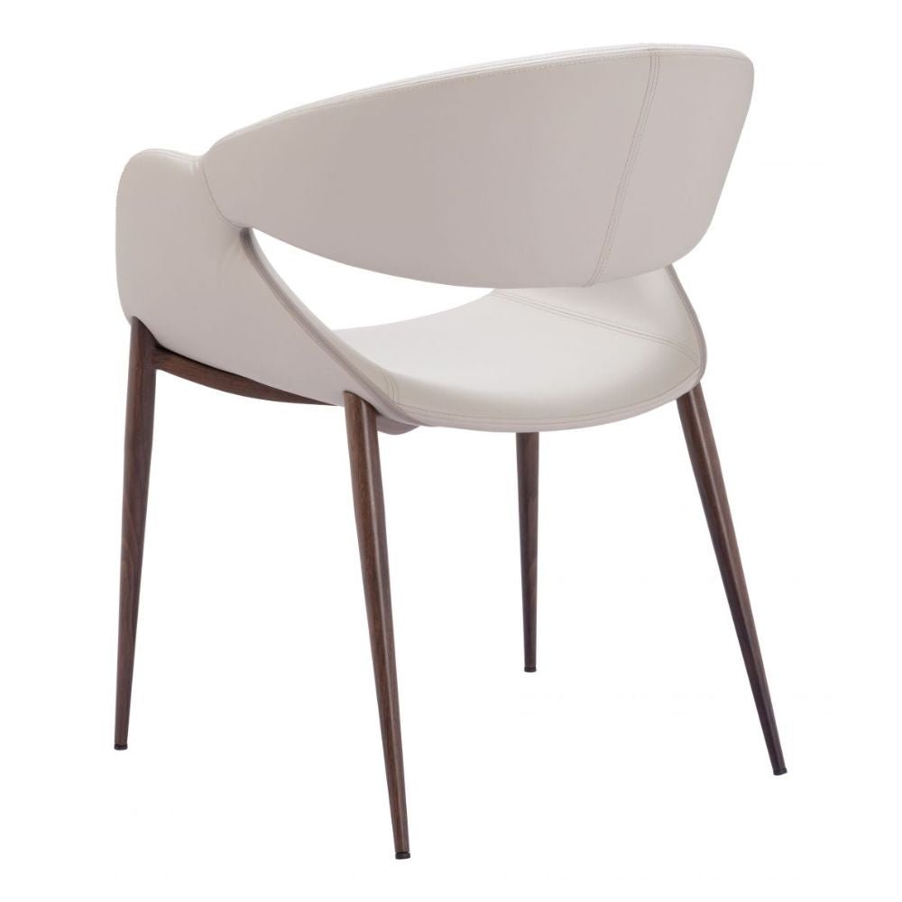Silla comercial Zuo Limay beige tapizada en vinilo resistente al agua con estructura de acero y madera