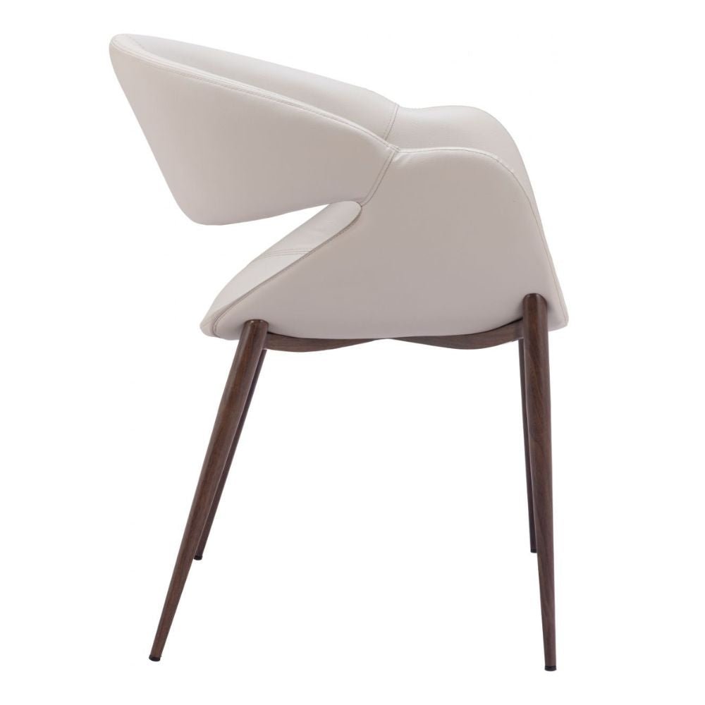 Silla comercial Zuo Limay beige tapizada en vinilo resistente al agua con estructura de acero y madera