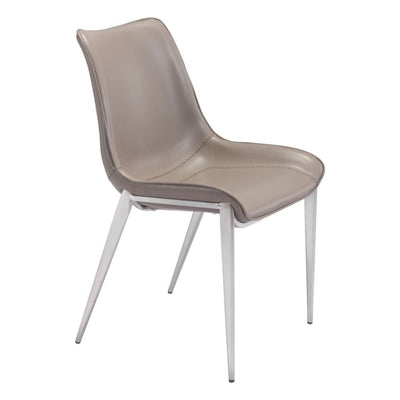 Silla comercial Zuo Magnus sin brazos tapizada en piel sintética con patas de acero inoxidable cepillado