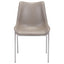 Silla comercial Zuo Magnus sin brazos tapizada en piel sintética con patas de acero inoxidable cepillado