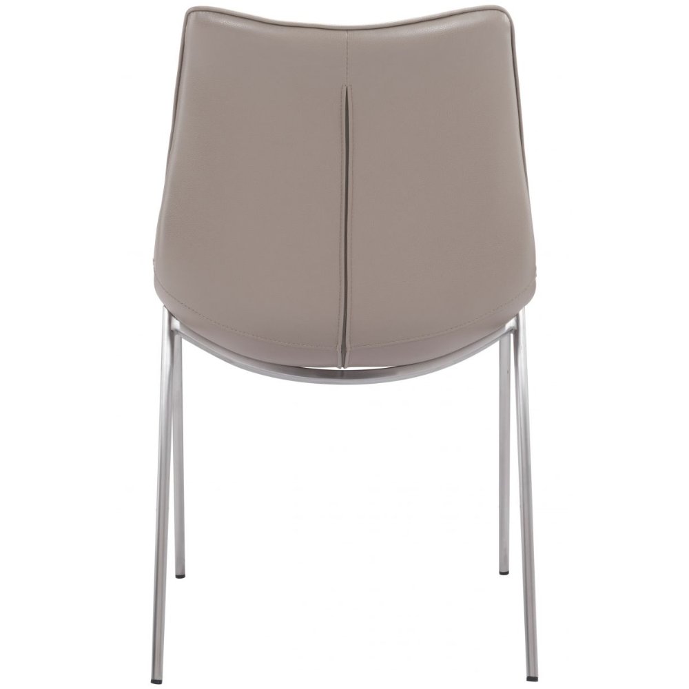 Silla comercial Zuo Magnus sin brazos tapizada en piel sintética con patas de acero inoxidable cepillado