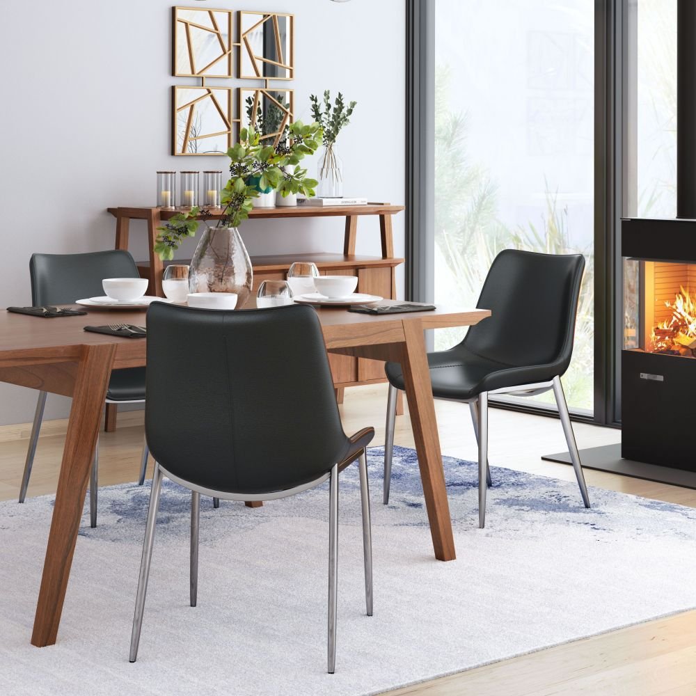 NOGAL BEAT MAGNUS | Silla para Comedor Restaurante | Patas Acero Inoxidable | Varios Colores | Piel Sintetica | Interior - 101271 - Zuo - NOGAL BEAT -
