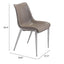 Silla comercial Zuo Magnus sin brazos tapizada en piel sintética con patas de acero inoxidable cepillado