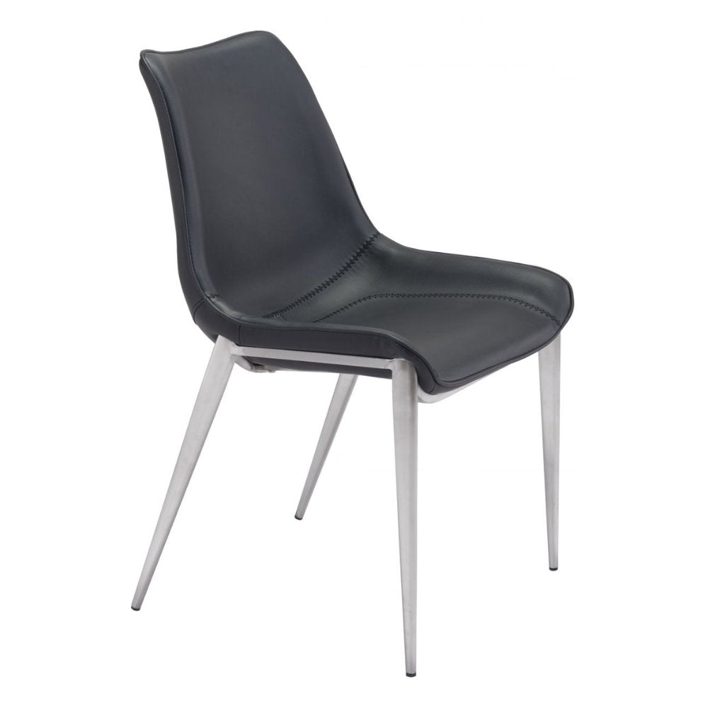 NOGAL BEAT MAGNUS | Silla para Comedor Restaurante | Patas Acero Inoxidable | Varios Colores | Piel Sintetica | Interior - 101271 - Zuo - NOGAL BEAT -