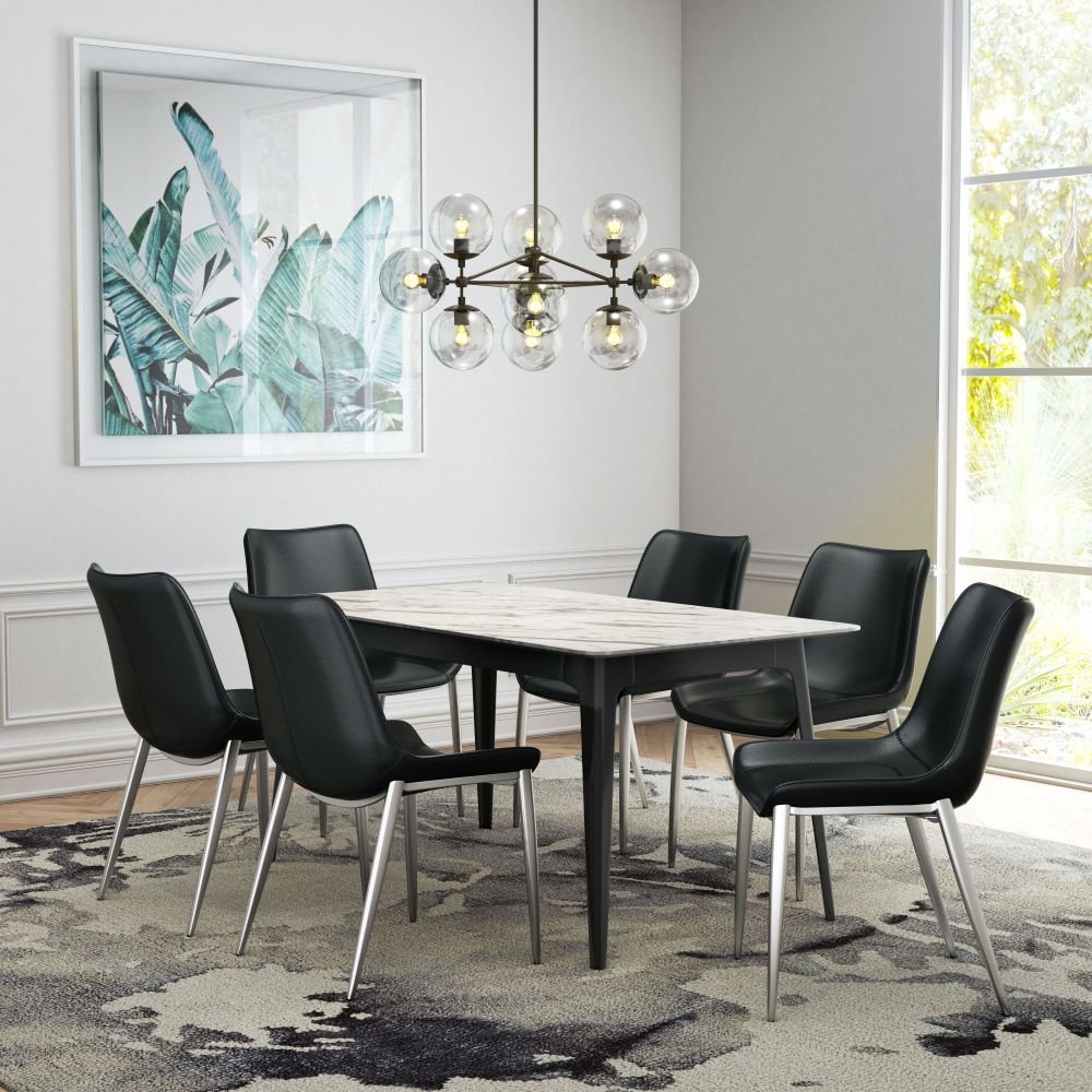 NOGAL BEAT MAGNUS | Silla para Comedor Restaurante | Patas Acero Inoxidable | Varios Colores | Piel Sintetica | Interior - 101271 - Zuo - NOGAL BEAT -
