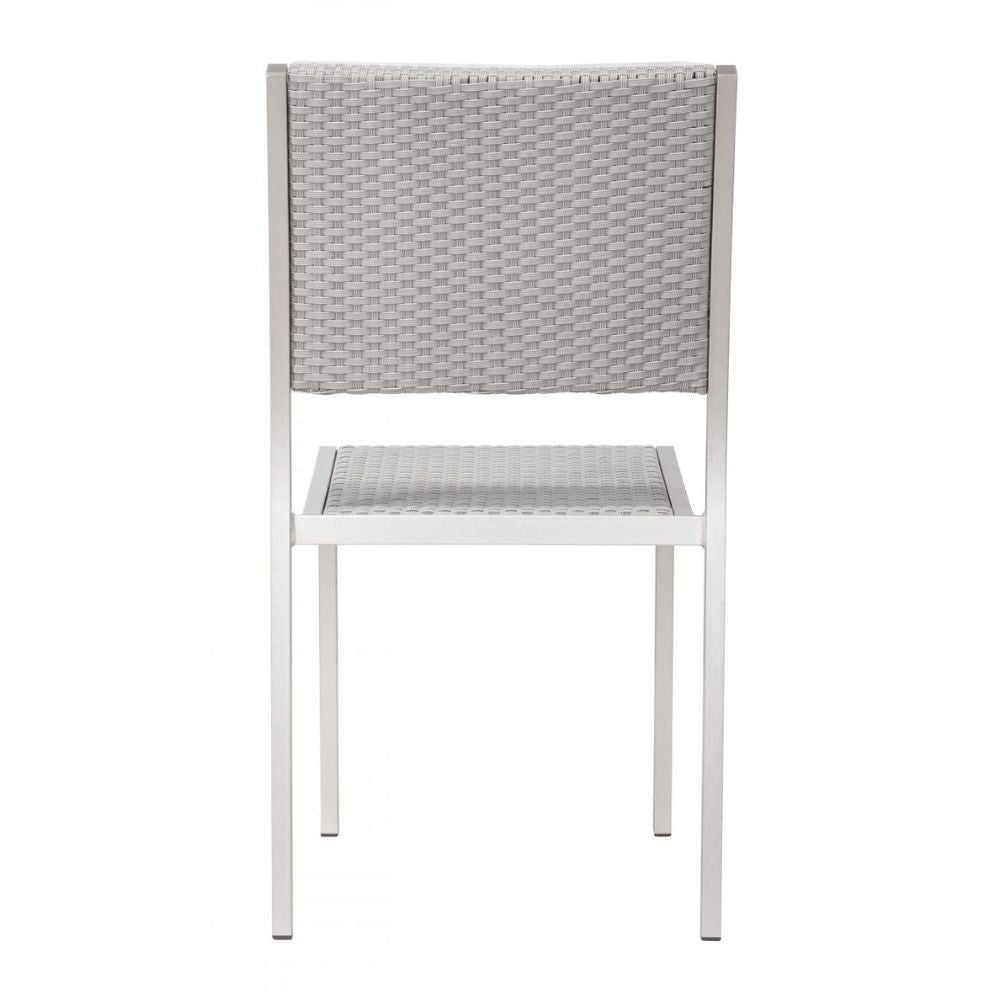Silla Zuo Metropolitan gris sin brazos con estructura de aluminio cepillado y asiento de polietileno