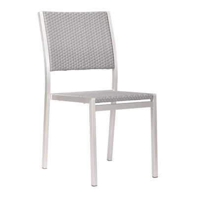Silla Zuo Metropolitan gris sin brazos con estructura de aluminio cepillado y asiento de polietileno
