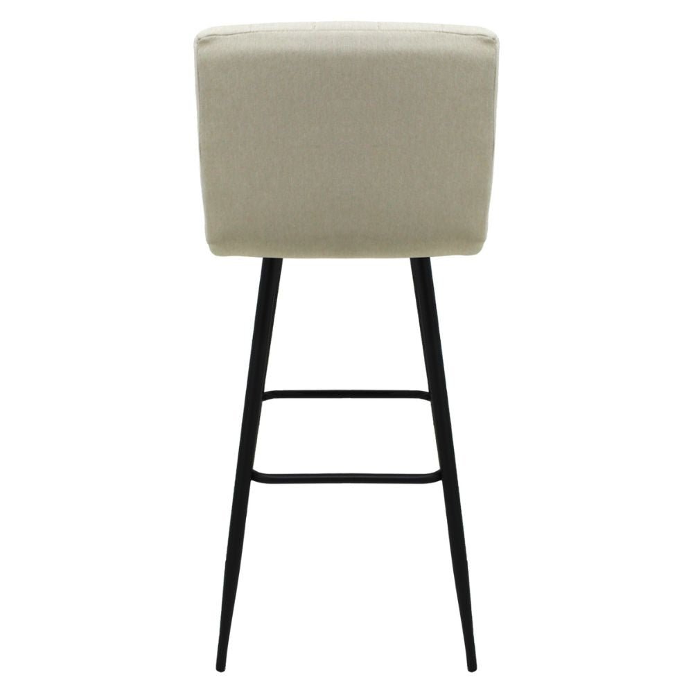 Banco alto Kingstrong Pizol con asiento y respaldo tapizados en tela y base de metal en acabado mate.