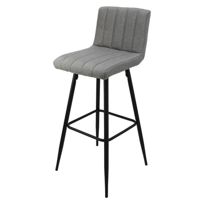 Banco alto Kingstrong Pizol con asiento y respaldo tapizados en tela y base de metal en acabado mate.