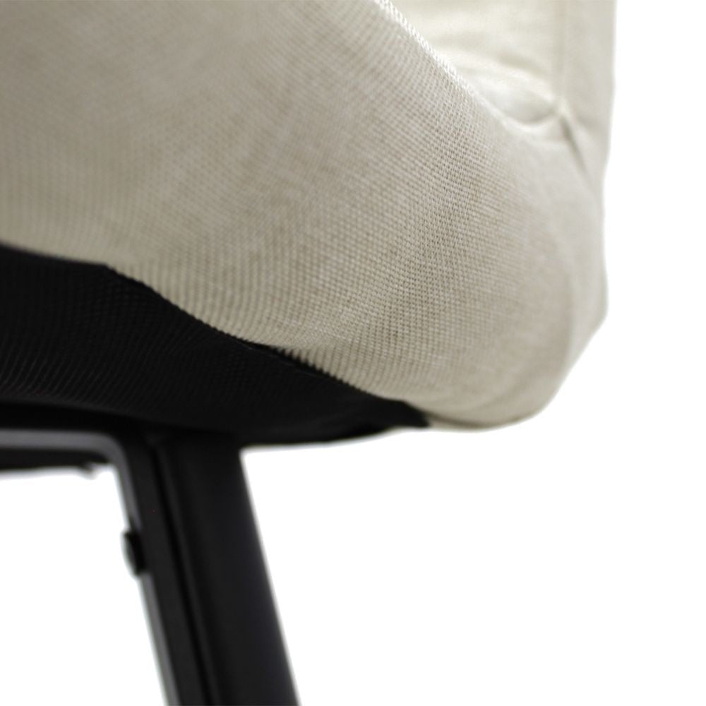 Banco alto Kingstrong Pizol con asiento y respaldo tapizados en tela y base de metal en acabado mate.