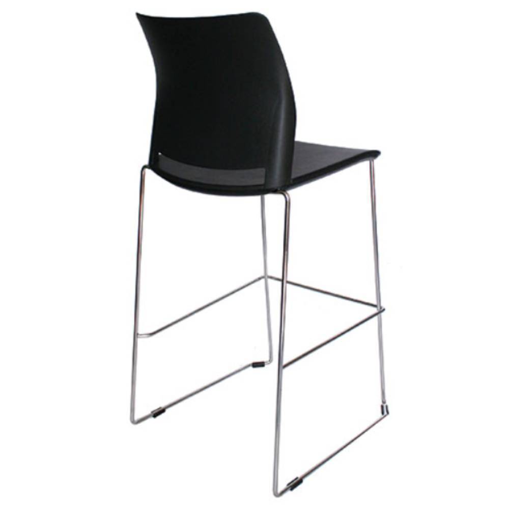Banco alto Offiho Alpha OHV-102ALTA con estructura de acero cromado y asiento de polipropileno de color