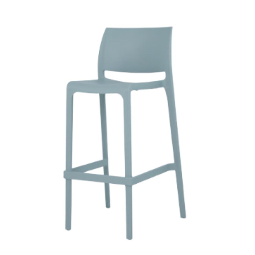 Banco alto Offiho Sensilla OHV-7211B de polipropileno en una sola pieza, apilable, con respaldo y patas integradas.