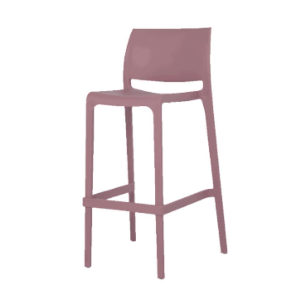 Banco alto Offiho Sensilla OHV-7211B de polipropileno en una sola pieza, apilable, con respaldo y patas integradas.