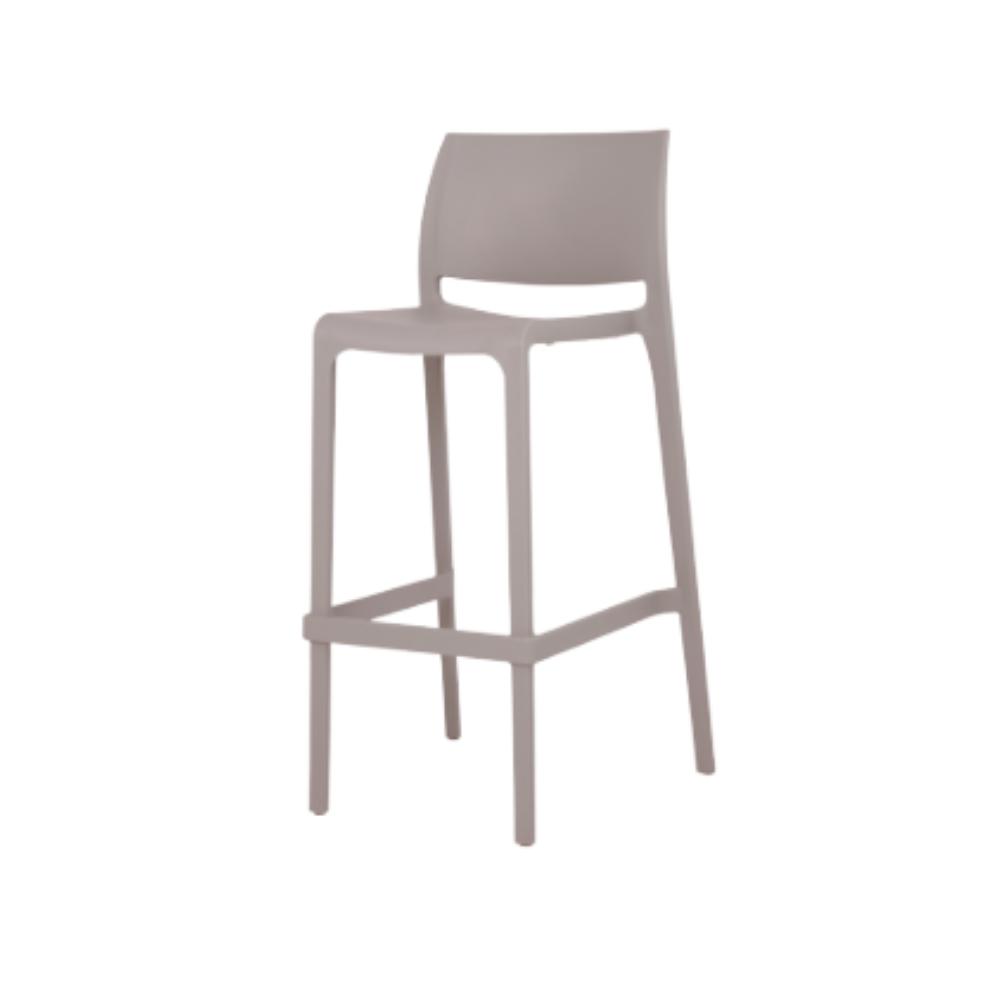 Banco alto Offiho Sensilla OHV-7211B de polipropileno en una sola pieza, apilable, con respaldo y patas integradas.