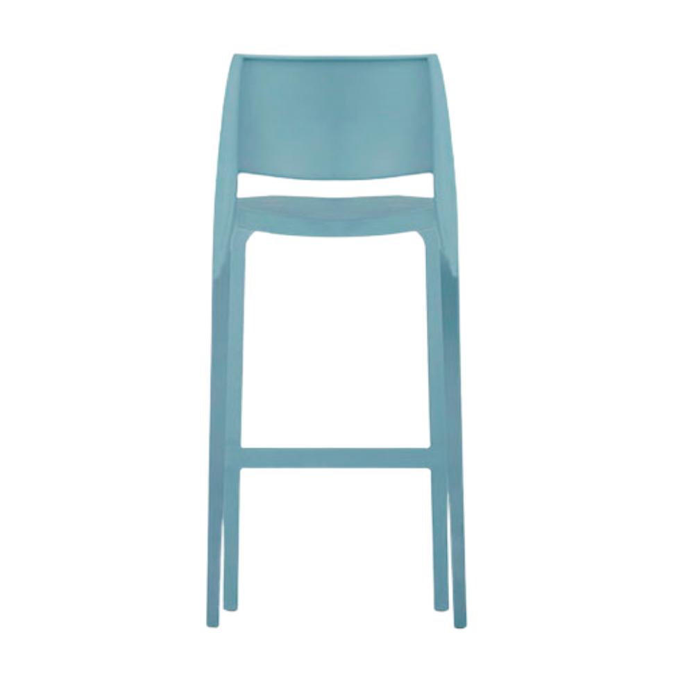 Banco alto Offiho Sensilla OHV-7211B de polipropileno en una sola pieza, apilable, con respaldo y patas integradas.