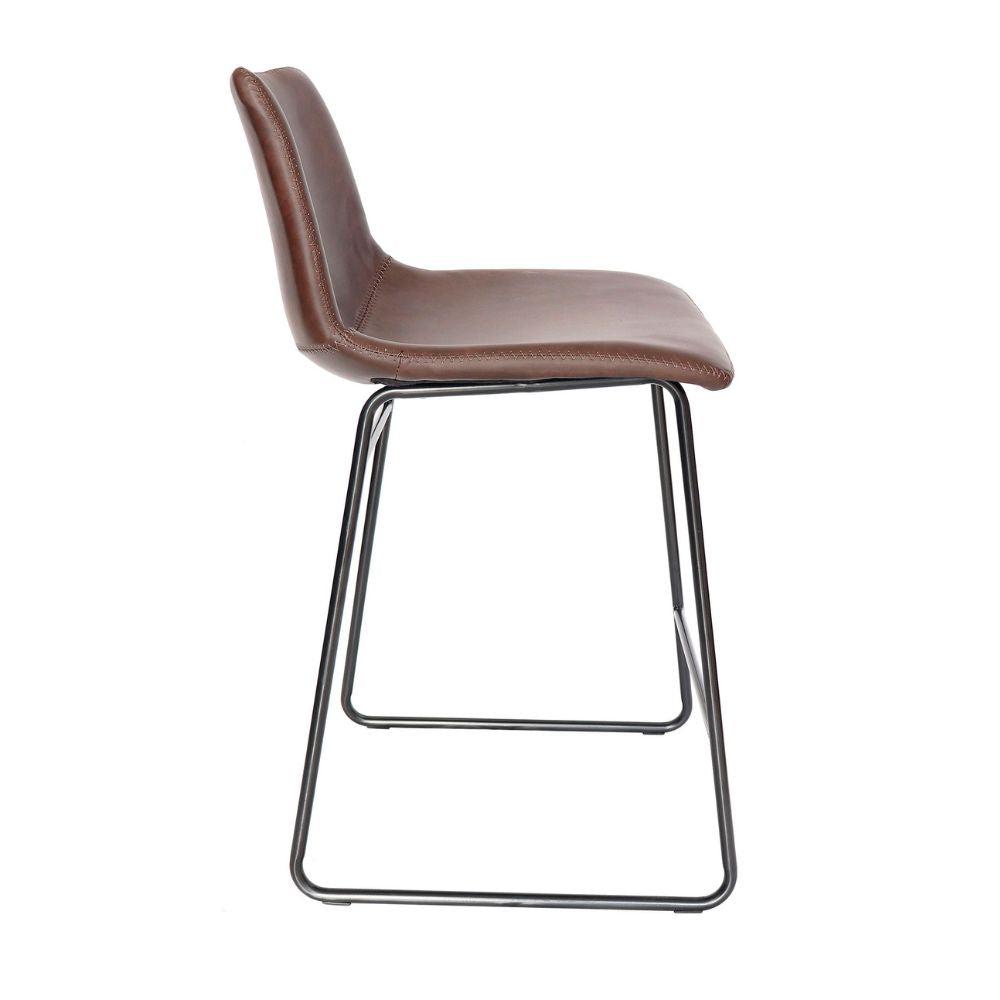 Banco alto Offiho Stanza con asiento y respaldo tapizados en café y estructura tubular negra