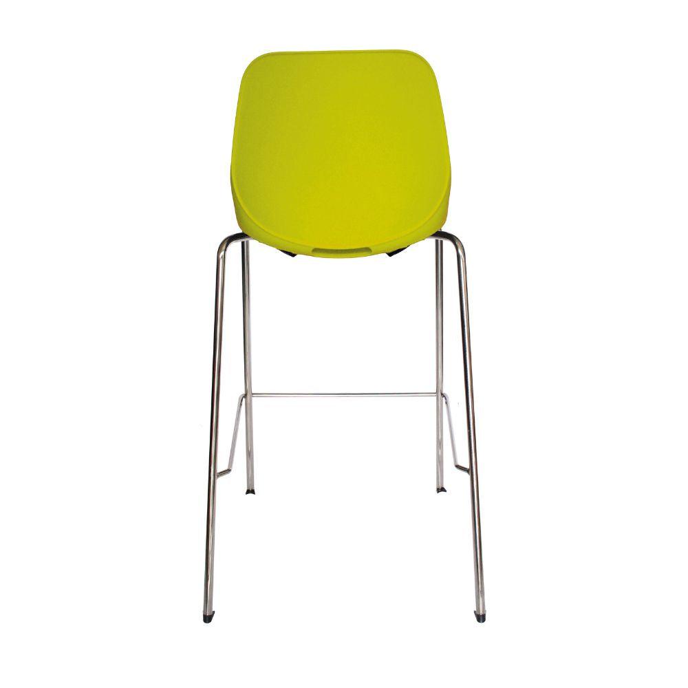 Banco alto Offiho Quick con asiento y respaldo en polipropileno y estructura de acero tubular cromado.