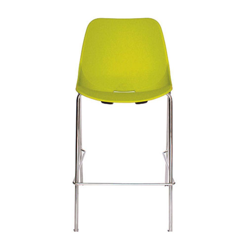 Banco alto Offiho Quick con asiento y respaldo en polipropileno y estructura de acero tubular cromado.