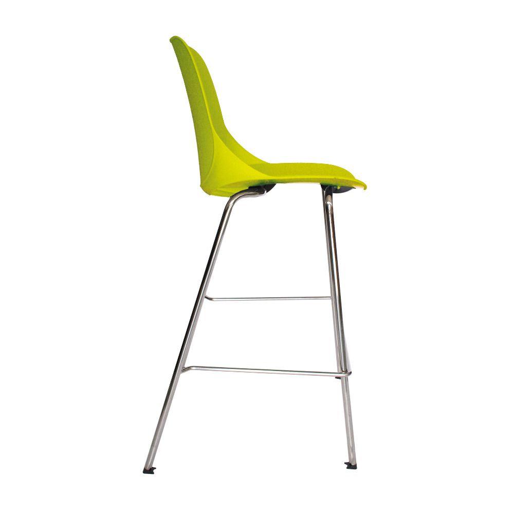 Banco alto Offiho Quick con asiento y respaldo en polipropileno y estructura de acero tubular cromado.