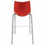 Banco alto Offiho Shell OHV-37 con asiento y respaldo de polipropileno y estructura tubular cromada sin brazos.