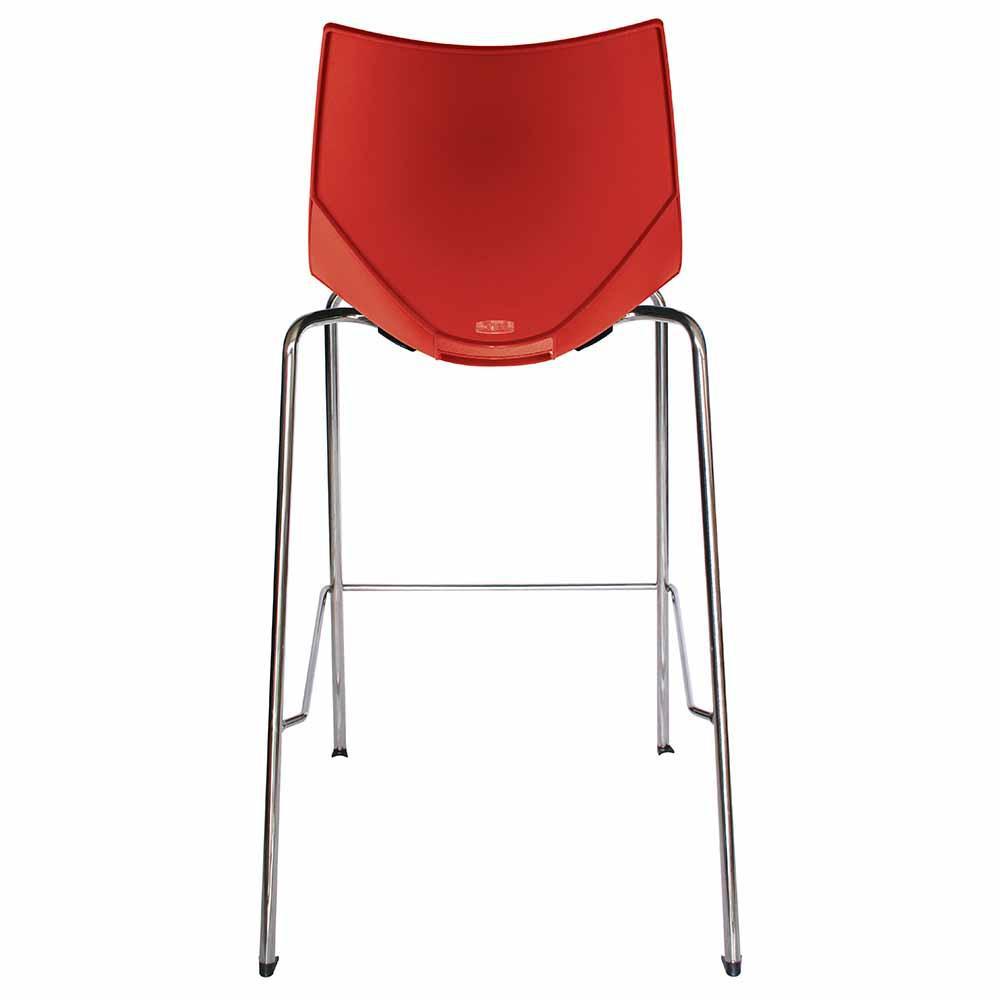Banco alto Offiho Shell OHV-37 con asiento y respaldo de polipropileno y estructura tubular cromada sin brazos.