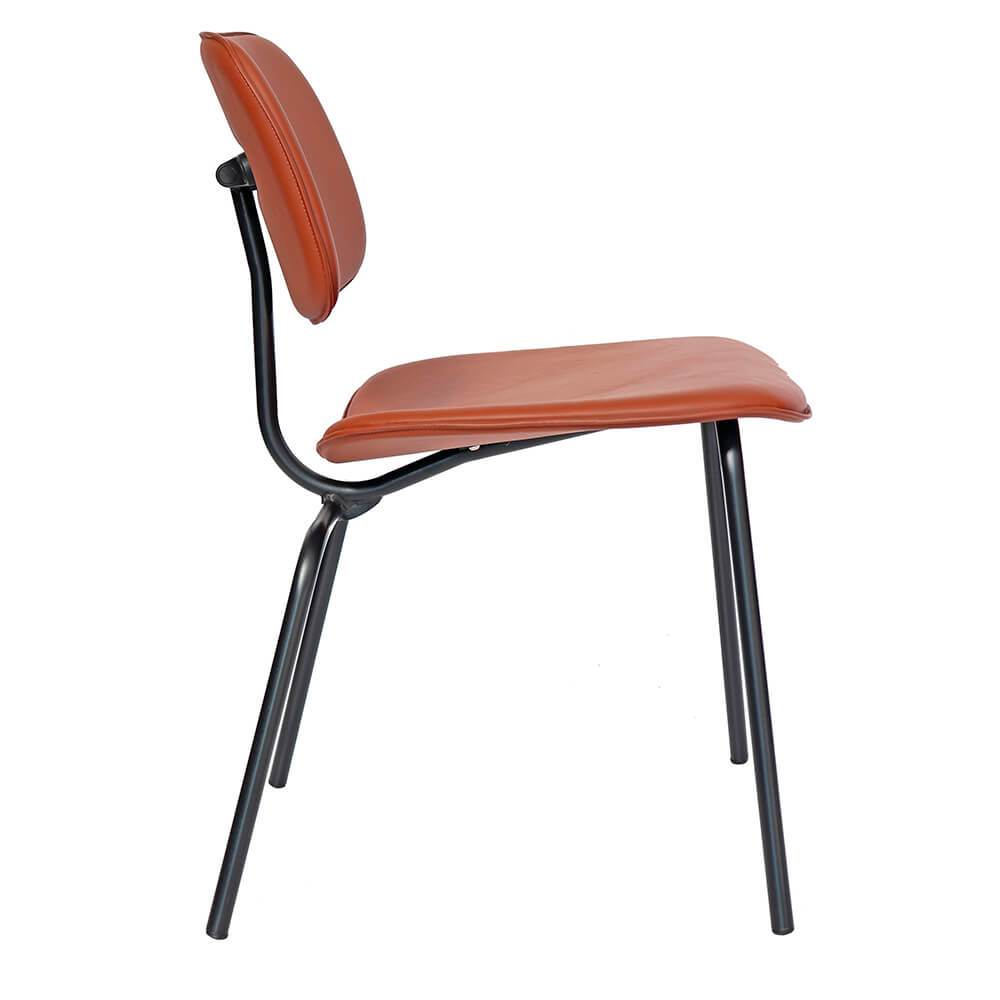 Silla comercial Offiho Silhouette OHV-142 tapizada en café claro con estructura tubular de acero