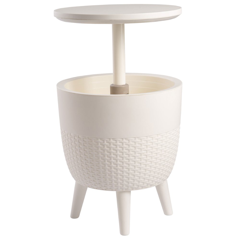Mesa con hielera OFFIHO Cancún Cooler OHM-7035 en polipropileno ajustable, varios colores, para exterior.