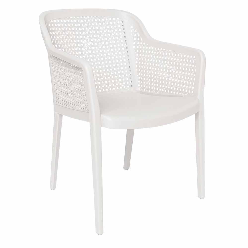 Silla comercial OFFIHO Grace OHV-7028 de polipropileno con terminado imitación bejuco para terraza y jardín