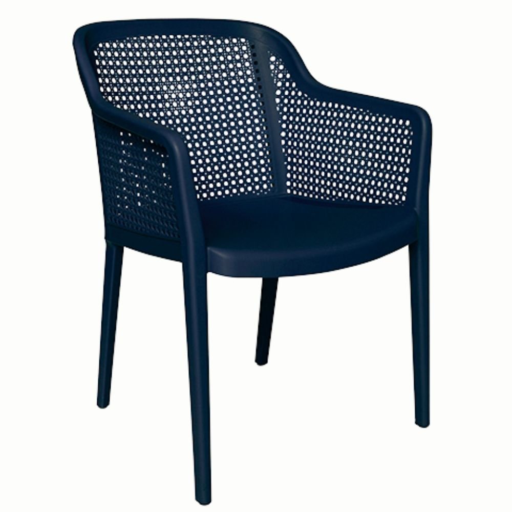 Silla comercial OFFIHO Grace OHV-7028 de polipropileno con terminado imitación bejuco para terraza y jardín