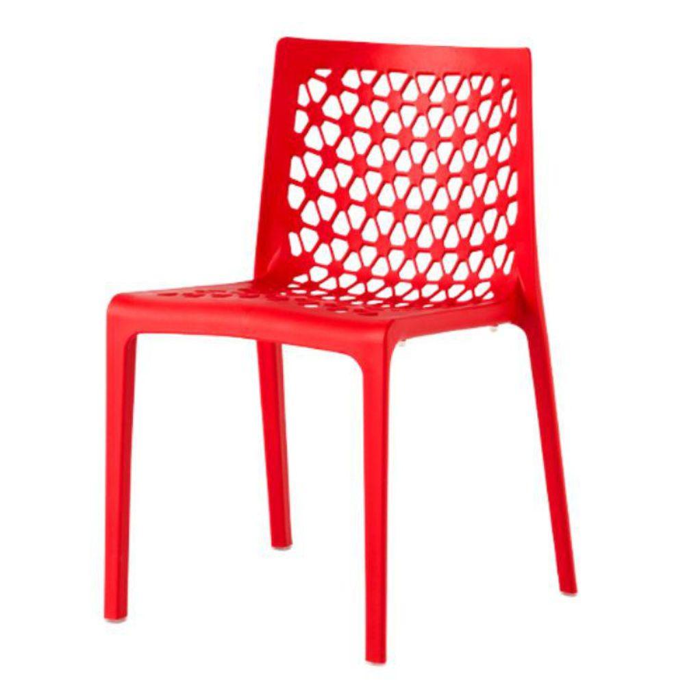 Silla comercial OFFIHO Milan OHV-74 de polipropileno con respaldo calado, monobloque para exterior