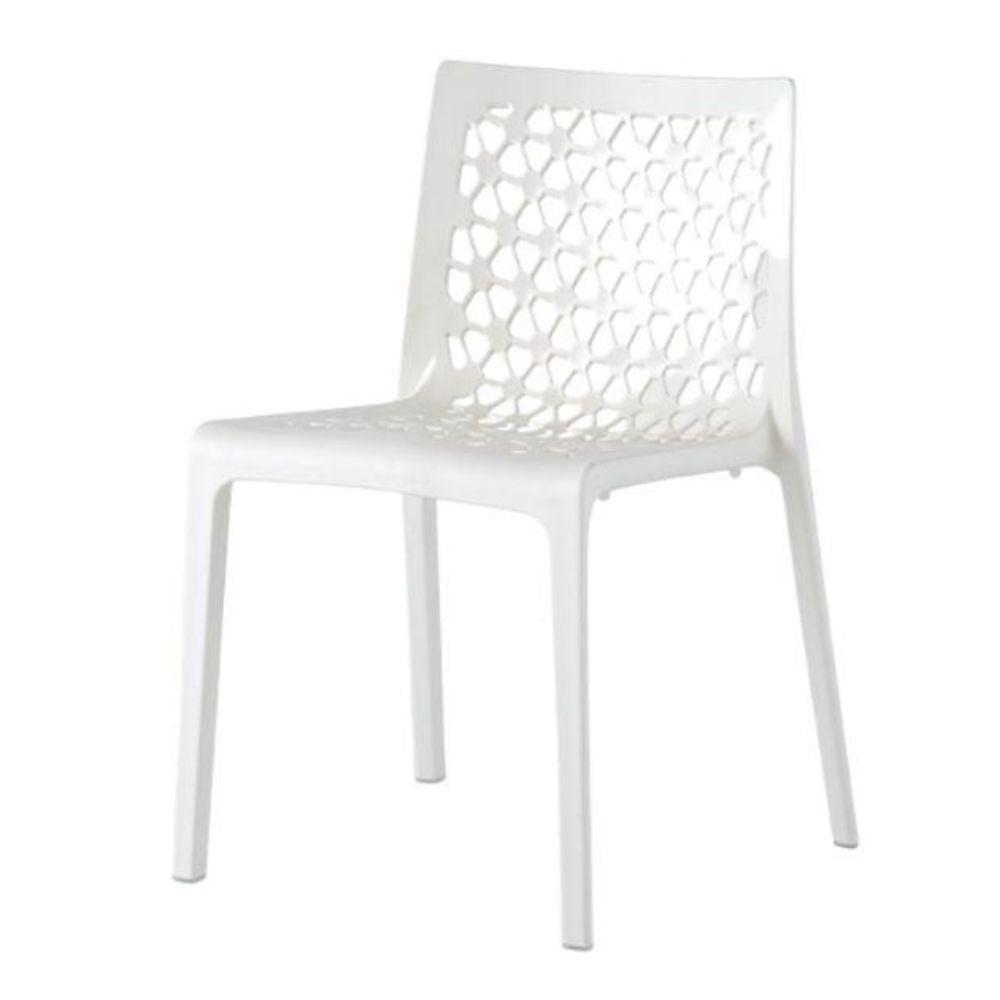 Silla comercial OFFIHO Milan OHV-74 de polipropileno con respaldo calado, monobloque para exterior