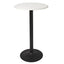 Mesa periquera redonda Offiho Heron-3 con pedestal de acero y cubierta blanca de polipropileno