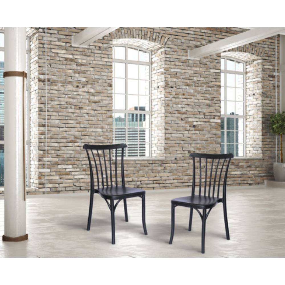 Silla comercial OFFIHO Nordik OHV-118 de polipropileno con respaldo alto, monobloque para exterior